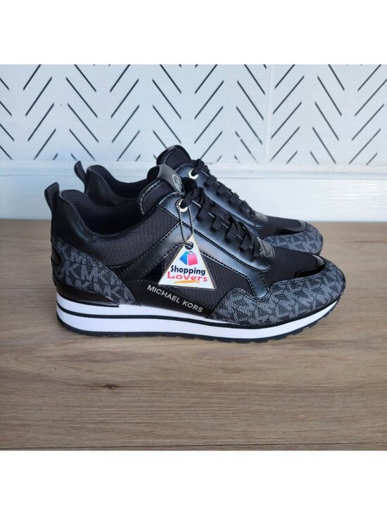 ✨MICHAEL KORS Wilma Trainer Sz 6.5 Women shoes Casual  ❤️MICHAEL KORS WILMA Trainer Sneaker 6.5 Womens Shoes Black Monogram MK Logo New